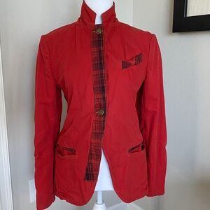 KENZO Jeans Paris Womens Sz 36 Red Cotton Jacket Blazer